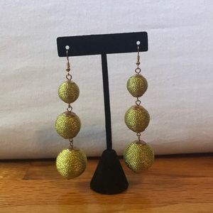 Gold beaded dangling earrings